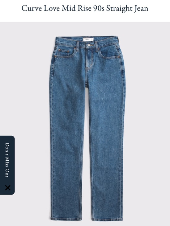 Abercrombie Denim - Abercrombie Women's Curve Love Mid Rise 90s Straight Jean in Blue